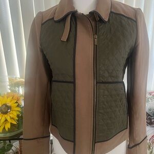 BCBGMaxAzria Olive and Tan Bomber Jacket